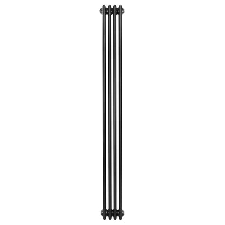 Radiateur traditionnel noir à 4 colonnes, dimensions 1800 x 200 mm, avec une finition lisse et élégante, idéal pour un intérieur moderne