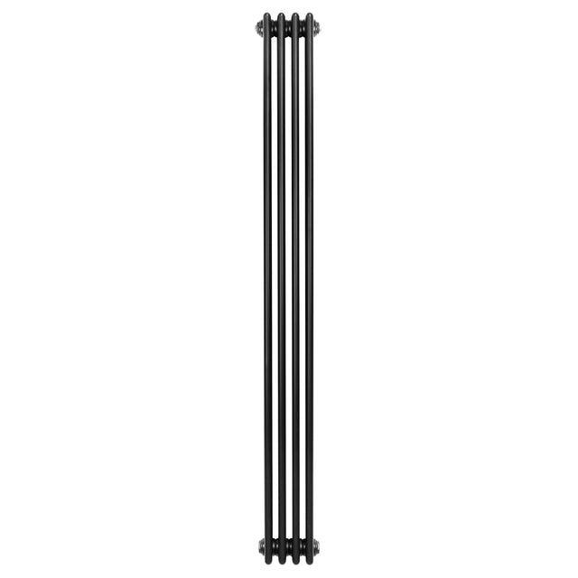 Radiateur traditionnel noir à 4 colonnes, dimensions 1800 x 200 mm, avec une finition lisse et élégante, idéal pour un intérieur moderne