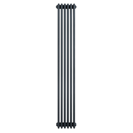 Radiateur traditionnel à 4 colonnes en gris anthracite, finition lisse, design vertical élégant, dimensions 1800 x 290 mm