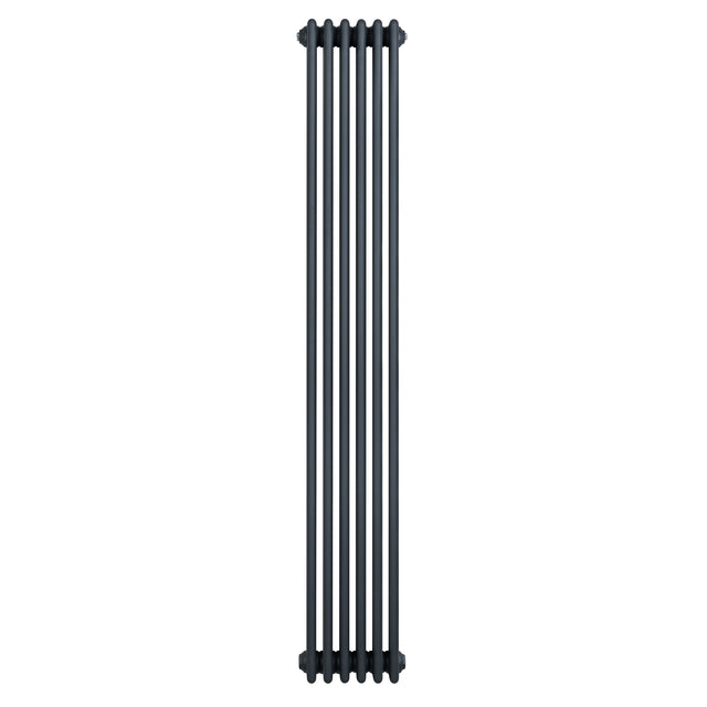 Radiateur traditionnel à 4 colonnes en gris anthracite, finition lisse, design vertical élégant, dimensions 1800 x 290 mm