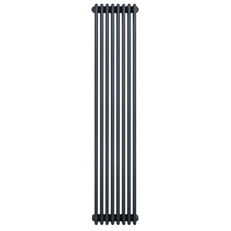 Radiateur traditionnel à 4 colonnes en gris anthracite, 1800 x 380 mm, avec une finition lisse et des lignes élégantes pour un style classique