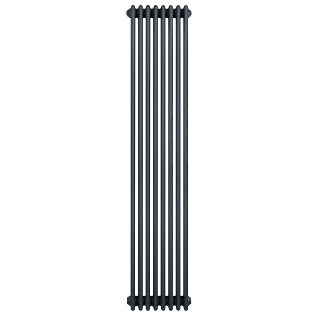 Radiateur traditionnel à 4 colonnes en gris anthracite, 1800 x 380 mm, avec une finition lisse et des lignes élégantes pour un style classique