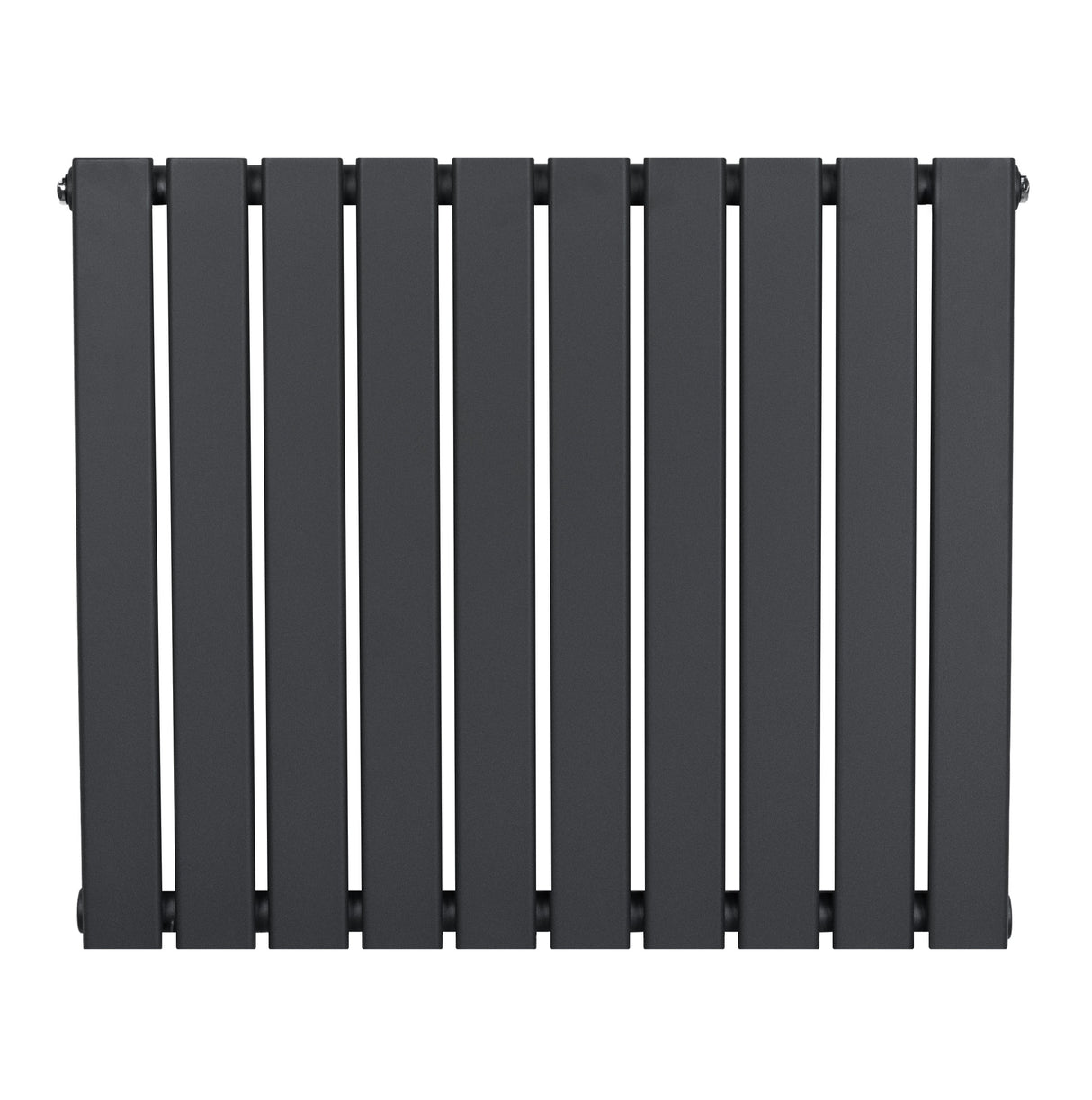 Radiateur plat à 1 panneau de 600 x 700 mm en gris anthracite, avec des lattes verticales lisses et modernes, finition mate