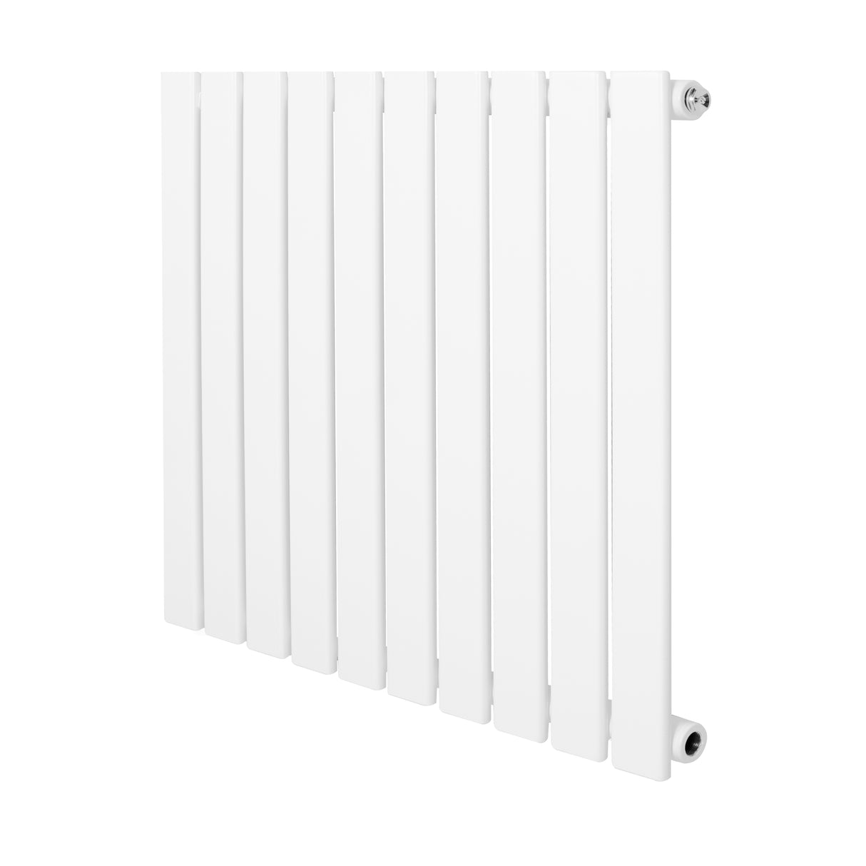 Radiateur plat à un panneau blanc, dimensions 600 x 700 mm, avec des lattes verticales lisses et un design moderne et épuré