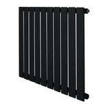 Radiateur plat noir à un panneau, dimensions 600 x 700 mm, avec des lattes verticales et une finition mate élégante
