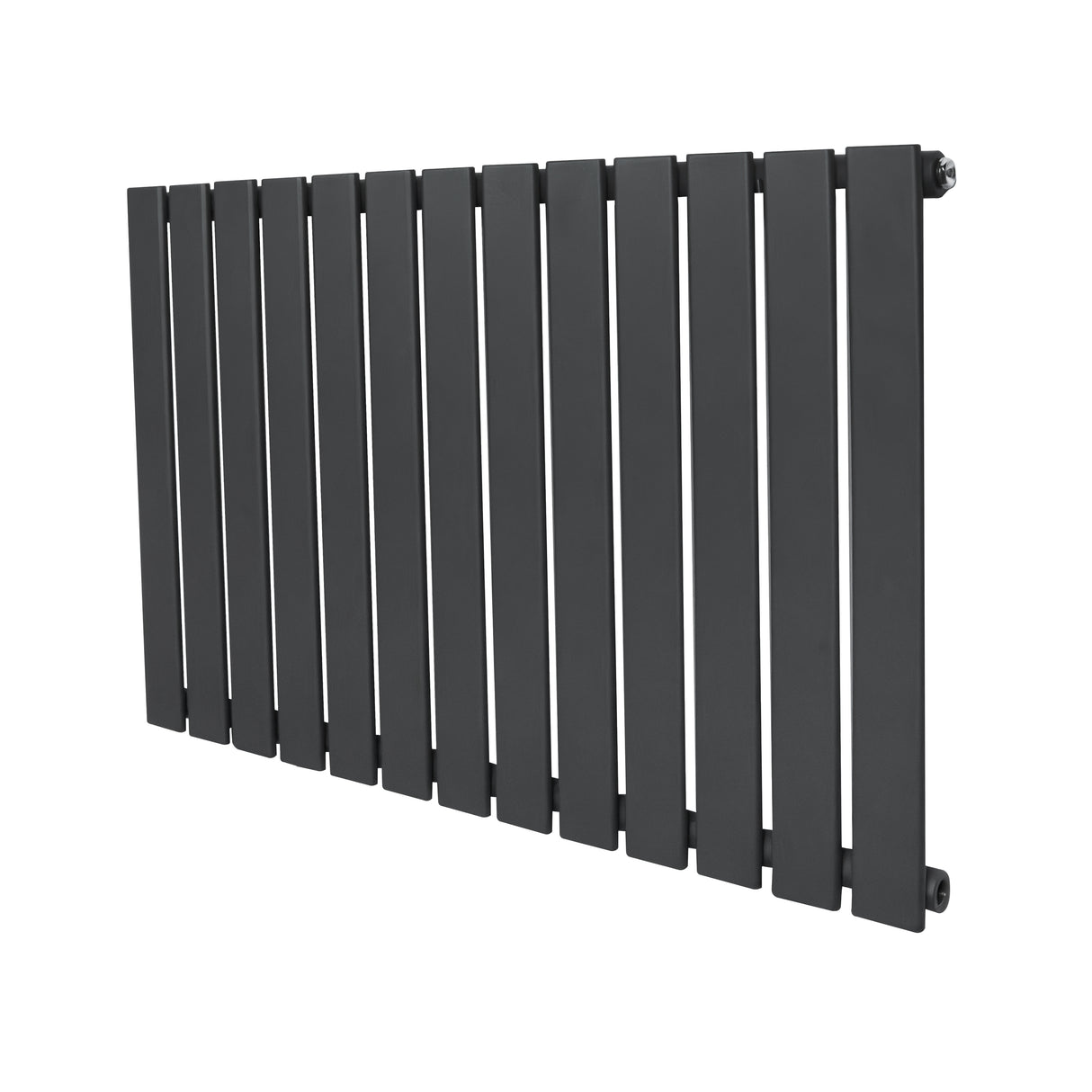 Radiateur plat à 1 panneau de 600 x 910 mm, finition gris anthracite, design moderne avec des lattes verticales élégantes et minimalistes