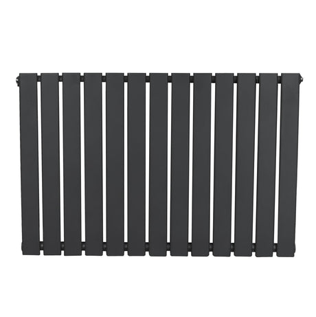 Radiateur plat à 1 panneau de 600 x 910 mm en gris anthracite, avec des lattes verticales et une finition lisse et moderne