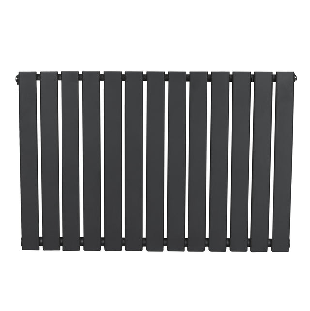 Radiateur plat à 1 panneau de 600 x 910 mm en gris anthracite, avec des lattes verticales et une finition lisse et moderne