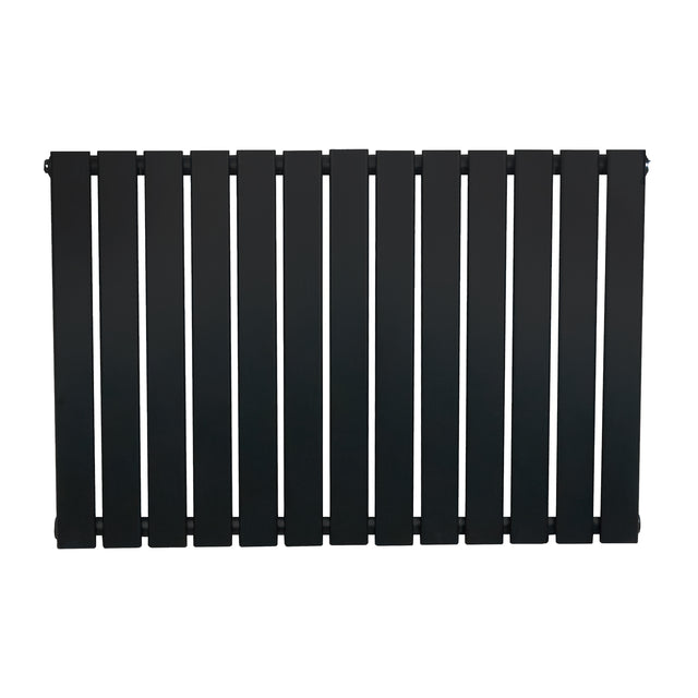 Radiateur plat noir à 1 panneau, dimensions 600 x 910 mm, avec une surface lisse et des lattes verticales élégantes