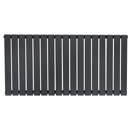 Radiateur plat à un panneau de 600 x 1190 mm, finition gris anthracite, design moderne avec des lattes verticales élégantes