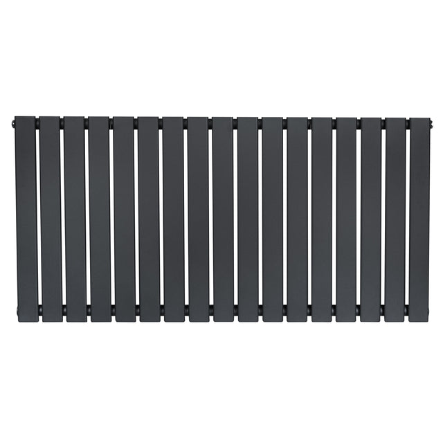 Radiateur plat à un panneau de 600 x 1190 mm, finition gris anthracite, design moderne avec des lattes verticales élégantes