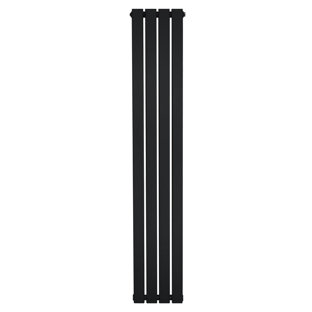 Radiateur plat noir à un panneau, dimensions 1600 x 280 mm, design moderne avec des lignes épurées et une finition lisse