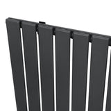 Radiateur plat à 1 panneau gris anthracite, dimensions 1600 x 420 mm, avec des lattes verticales et une finition lisse moderne