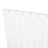 Radiateur plat à un panneau, dimensions 1600 x 420 mm, finition blanche lisse avec des lattes verticales modernes et épurées