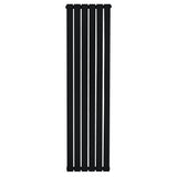 Radiateur plat noir à un panneau, dimensions 1600 x 420 mm, design moderne avec des lignes épurées et une finition lisse