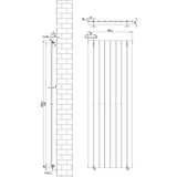 Radiateur plat à un panneau gris anthracite, dimensions 1600 x 560 mm, design moderne avec lignes épurées et surface lisse