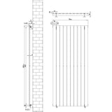Radiateur plat à 1 panneau gris anthracite, dimensions 1600 x 700 mm, avec une surface lisse et des lignes verticales élégantes