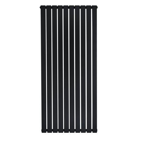 Radiateur plat noir à 1 panneau, dimensions 1600 x 700 mm, avec des lattes verticales et une finition lisse et moderne