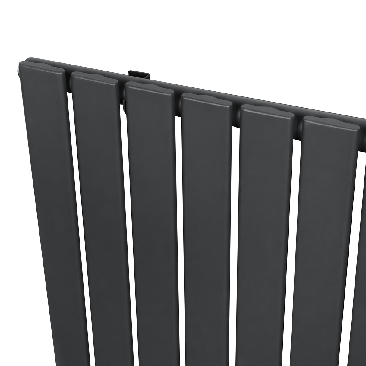 Radiateur plat à un panneau de 1800 x 280 mm, finition gris anthracite, avec des lattes verticales et une texture lisse