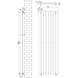 Radiateur plat à un panneau gris anthracite, dimensions 1800 x 560 mm, design moderne avec lignes épurées et finitions lisses