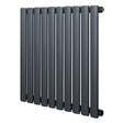 Radiateur à colonnes ovales gris anthracite, 1 panneau, dimensions 600 x 600 mm, surface lisse et moderne, design élégant et fonctionnel