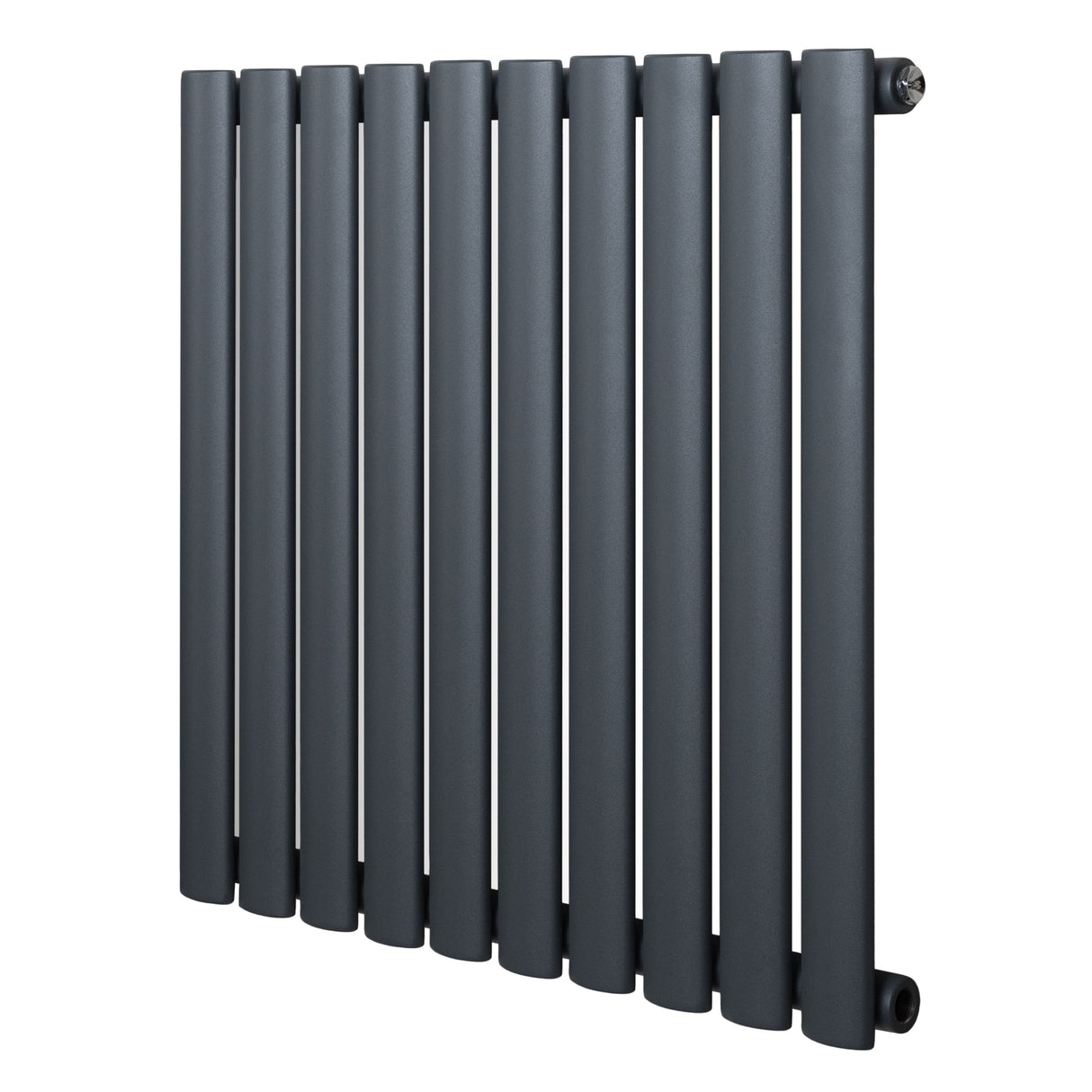 Radiateur à colonnes ovales gris anthracite, 1 panneau, dimensions 600 x 600 mm, surface lisse et moderne, design élégant et fonctionnel
