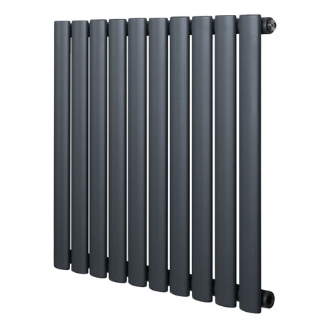 Radiateur à colonnes ovales gris anthracite, 1 panneau, dimensions 600 x 600 mm, surface lisse et moderne, design élégant et fonctionnel