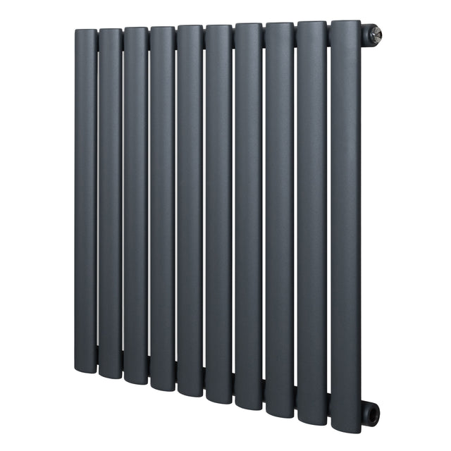 Radiateur à colonnes ovales gris anthracite, 1 panneau, dimensions 600 x 600 mm, surface lisse et moderne, design élégant et fonctionnel