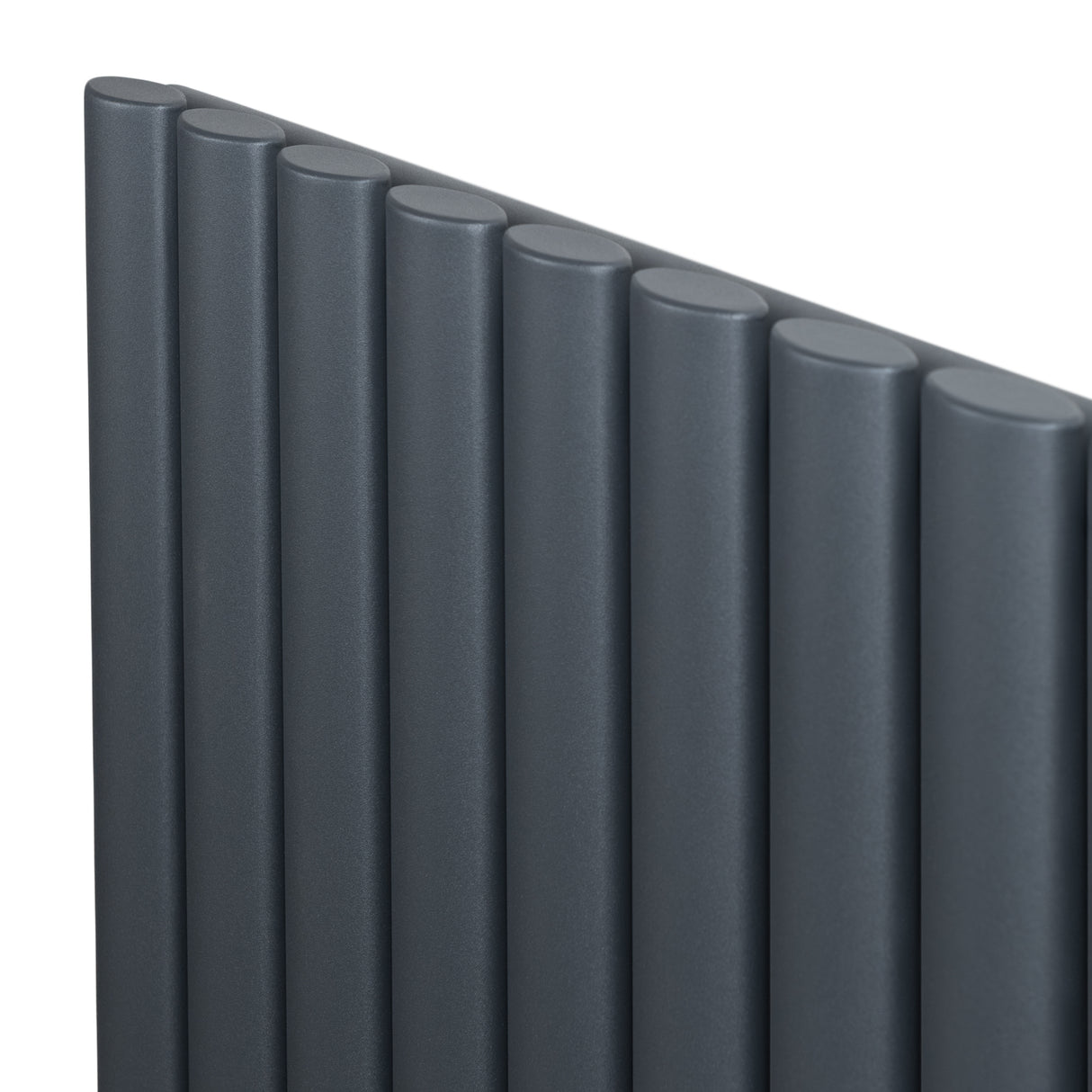 Radiateur à colonnes ovales gris anthracite, 1 panneau, 600 x 600 mm, avec surface lisse et finitions modernes, idéal pour le chauffage intérieur