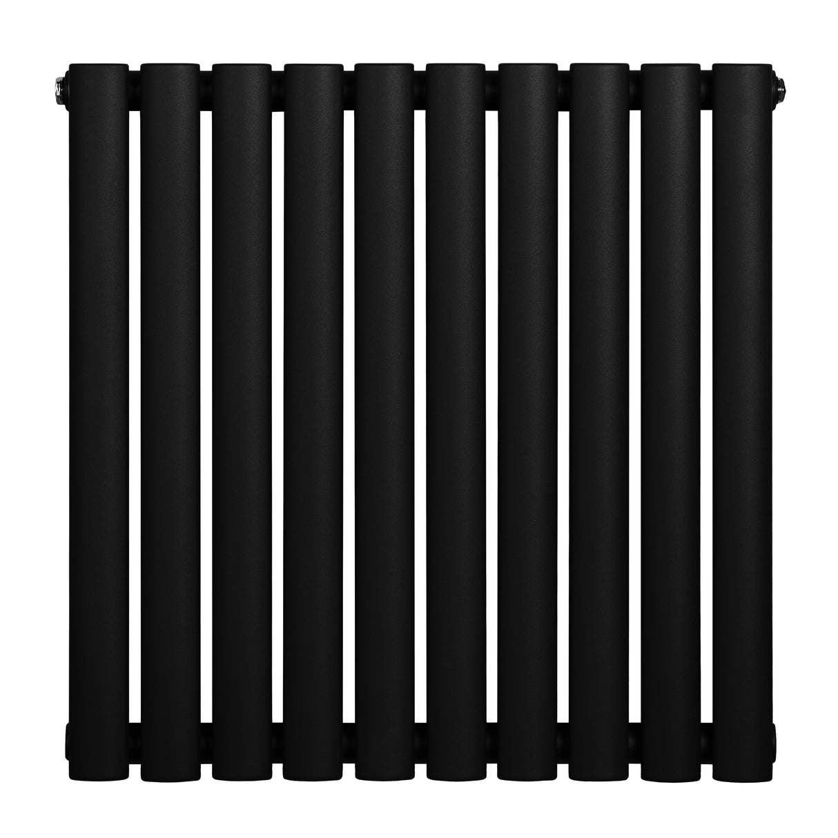 Radiateur à colonnes ovales noir, 600 x 600 mm, avec finition mate et design élégant, idéal pour un chauffage efficace et moderne