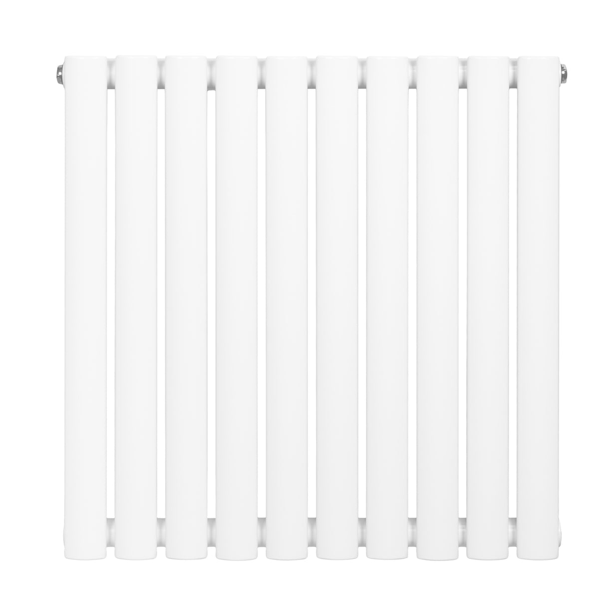 Radiateur à colonnes ovales blanc, 600 x 600 mm, avec surface lisse et finition mate, idéal pour un chauffage efficace et esthétique
