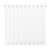 Radiateur à colonnes ovales blanc, 600 x 600 mm, avec surface lisse et finition mate, idéal pour un chauffage efficace et esthétique