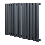 Radiateur à colonnes ovales gris anthracite, 1 panneau, dimensions 600 x 780 mm, surface lisse et finition moderne