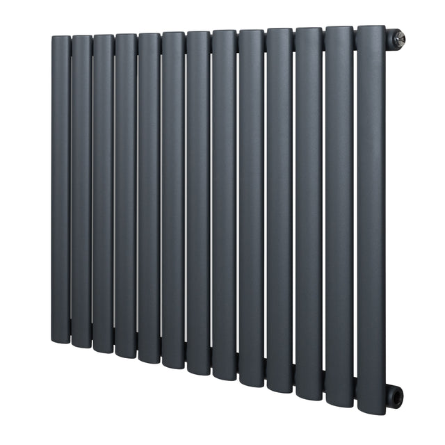 Radiateur à colonnes ovales gris anthracite, 1 panneau, dimensions 600 x 780 mm, surface lisse et finition moderne