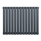 Radiateur à colonnes ovales gris anthracite, 1 panneau, dimensions 600 x 780 mm, finition lisse et moderne, design élégant et fonctionnel
