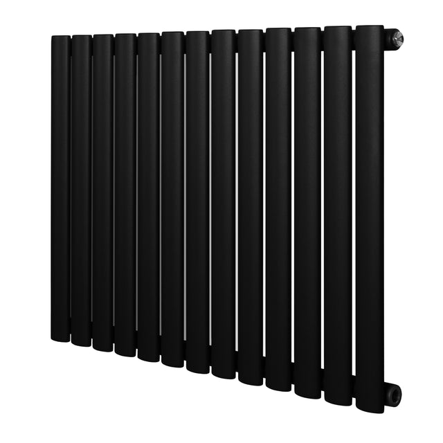 Radiateur à colonnes ovales noir, 600 x 780 mm, avec une finition mate et des tubes lisses, idéal pour un chauffage efficace et élégant