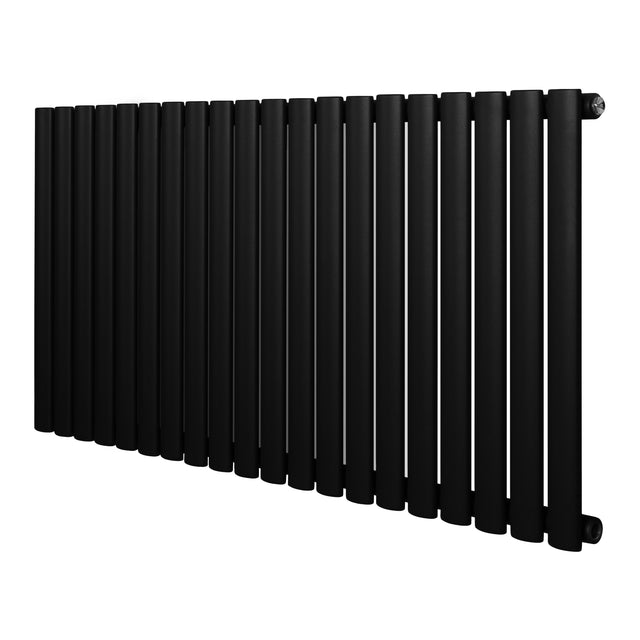 Radiateur à colonnes ovales noir, 600 x 1200 mm, avec finition lisse et design moderne, idéal pour un intérieur élégant et contemporain