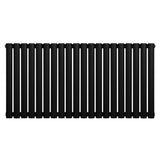 Radiateur à colonnes ovales noir, 600 x 1200 mm, avec une surface lisse et des lignes épurées, idéal pour un intérieur moderne