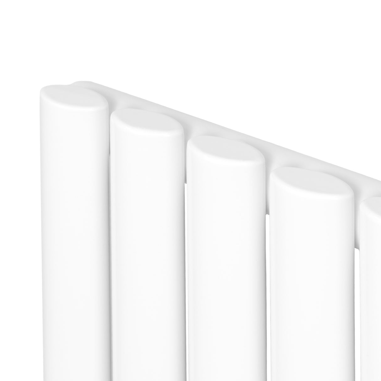 Radiateur à colonnes ovales blanc, 600 x 1200 mm, avec surface lisse et finition brillante, idéal pour un chauffage efficace et élégant