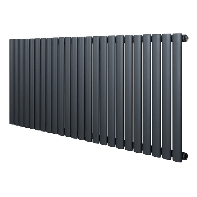 Radiateur à colonnes ovales gris anthracite, 600 x 1440 mm, avec une finition lisse et moderne, idéal pour un intérieur contemporain