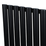 Radiateur à colonnes ovales noir, 600 x 1440 mm, avec surface lisse et finition mate, offrant une chaleur élégante et moderne