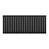 Radiateur à colonnes ovales noir, 600 x 1440 mm, avec finition lisse et design moderne, idéal pour un intérieur contemporain