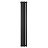 Radiateur à colonnes ovales noir, 1600 x 240 mm, design moderne et épuré, surface lisse et finition mate, idéal pour un intérieur contemporain