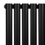 Radiateur à colonnes ovales noir, 1 panneau, dimensions 1600 x 240 mm, surface lisse et finition mate, design moderne et élégant