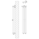 Radiateur à colonnes ovales noir, dimensions 1600 x 240 mm, avec un design élégant et moderne, idéal pour un intérieur contemporain