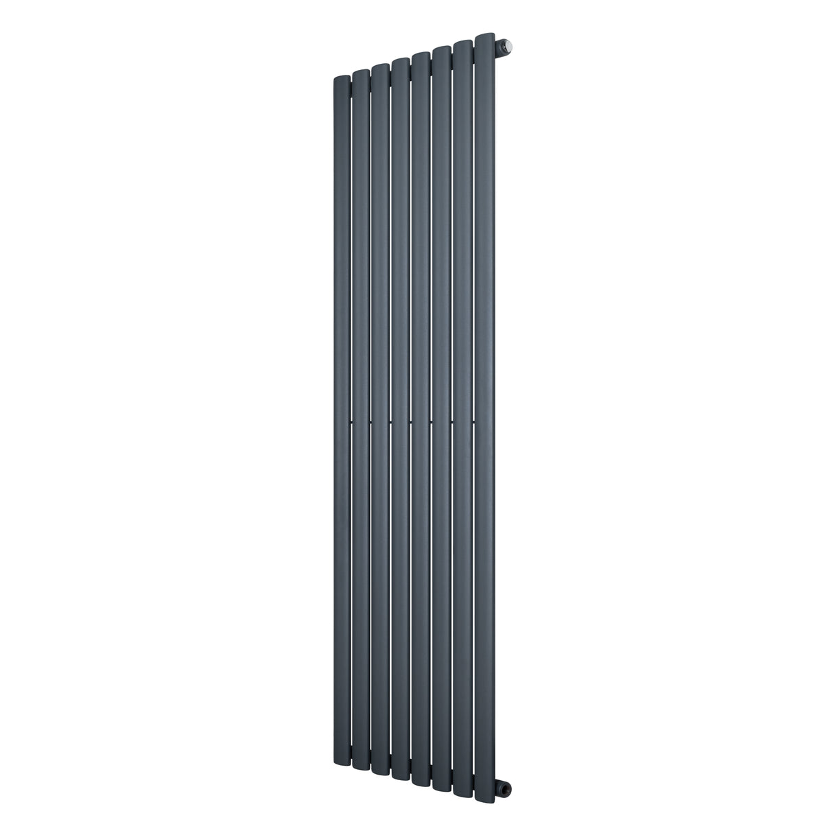 Radiateur à colonnes ovales gris anthracite, 1600 x 480 mm, avec une finition lisse et moderne, idéal pour un intérieur élégant