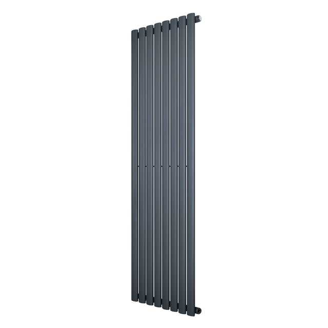 Radiateur à colonnes ovales gris anthracite, 1600 x 480 mm, avec une finition lisse et moderne, idéal pour un intérieur élégant
