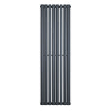 Radiateur à colonnes ovales gris anthracite, 1600 x 480 mm, avec une finition lisse et moderne, idéal pour un intérieur contemporain