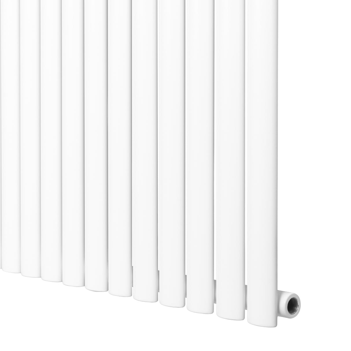 Radiateur à colonnes ovales blanc, 1600 x 480 mm, avec surface lisse et finition élégante, idéal pour un intérieur moderne