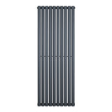 Radiateur à colonnes ovales gris anthracite, 1 panneau, dimensions 1600 x 600 mm, surface lisse et moderne, idéal pour un intérieur contemporain